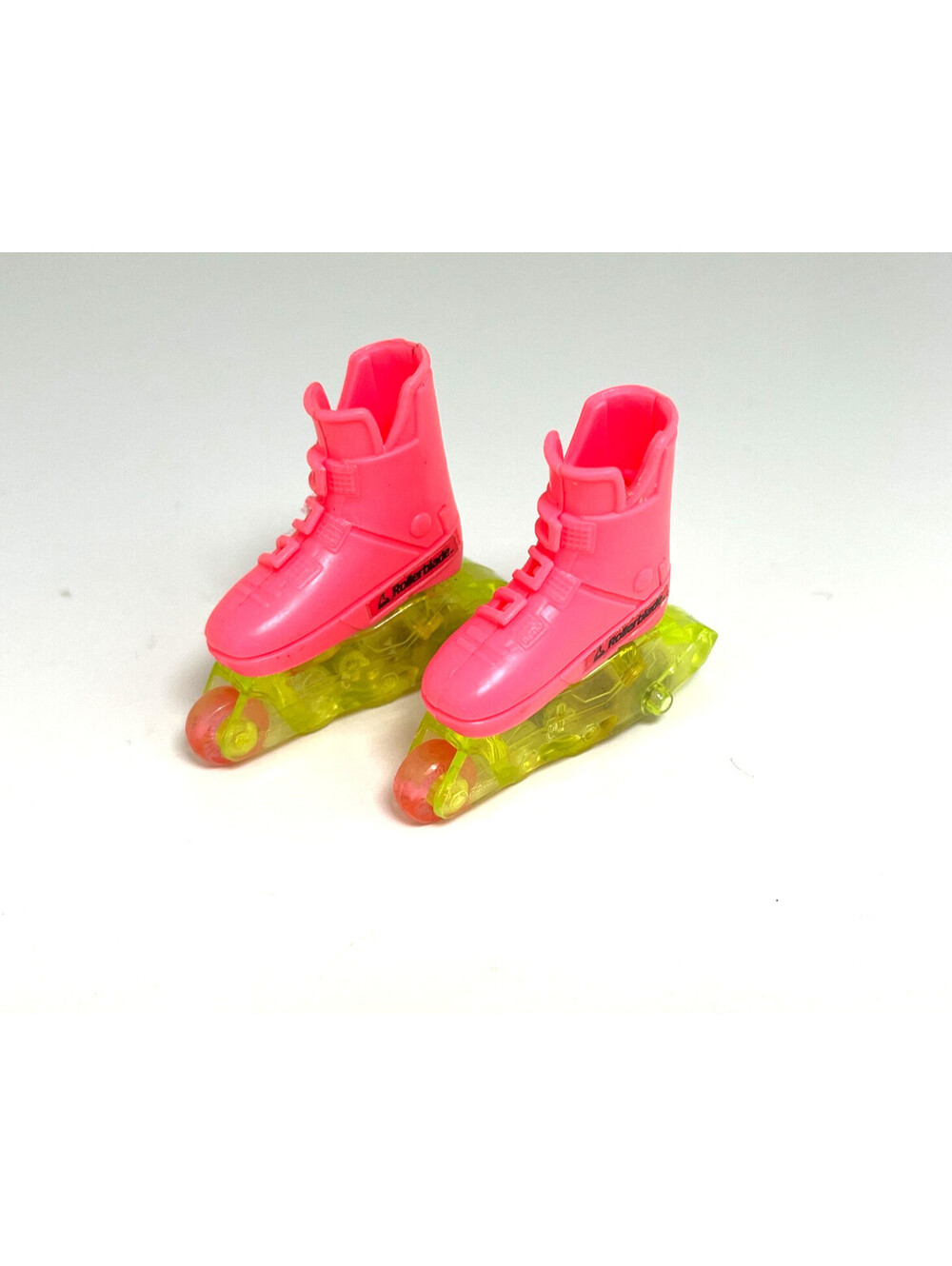 Vintage Barbie Roller Blades Hot Pink Boots Neon Yellow Wheels 1990s Mattel